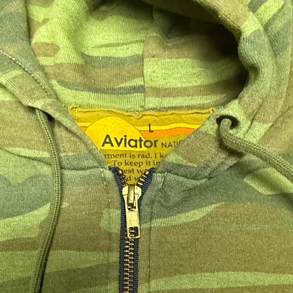 Aviator Nation Green Camo Jacket with Rainbow Stripe sz L - Picture 5 of 6